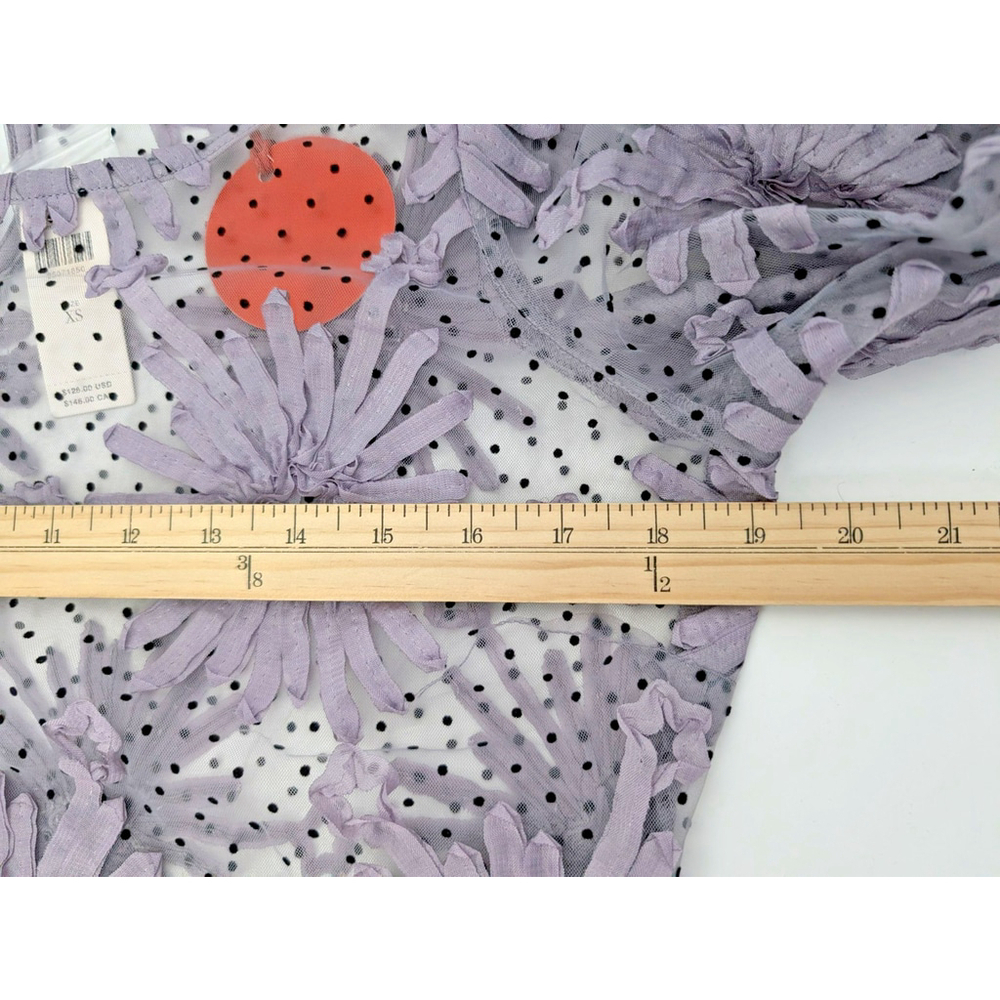 NWT ANTHROPOLOGIE Eva Franco Polka Dot Sheer Puff Sleeve Blouse Top Purple XS - Picture 8 of 9
